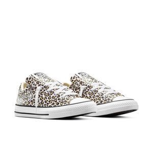 Converse Kids Low Top Sneakers White with Leopard Print